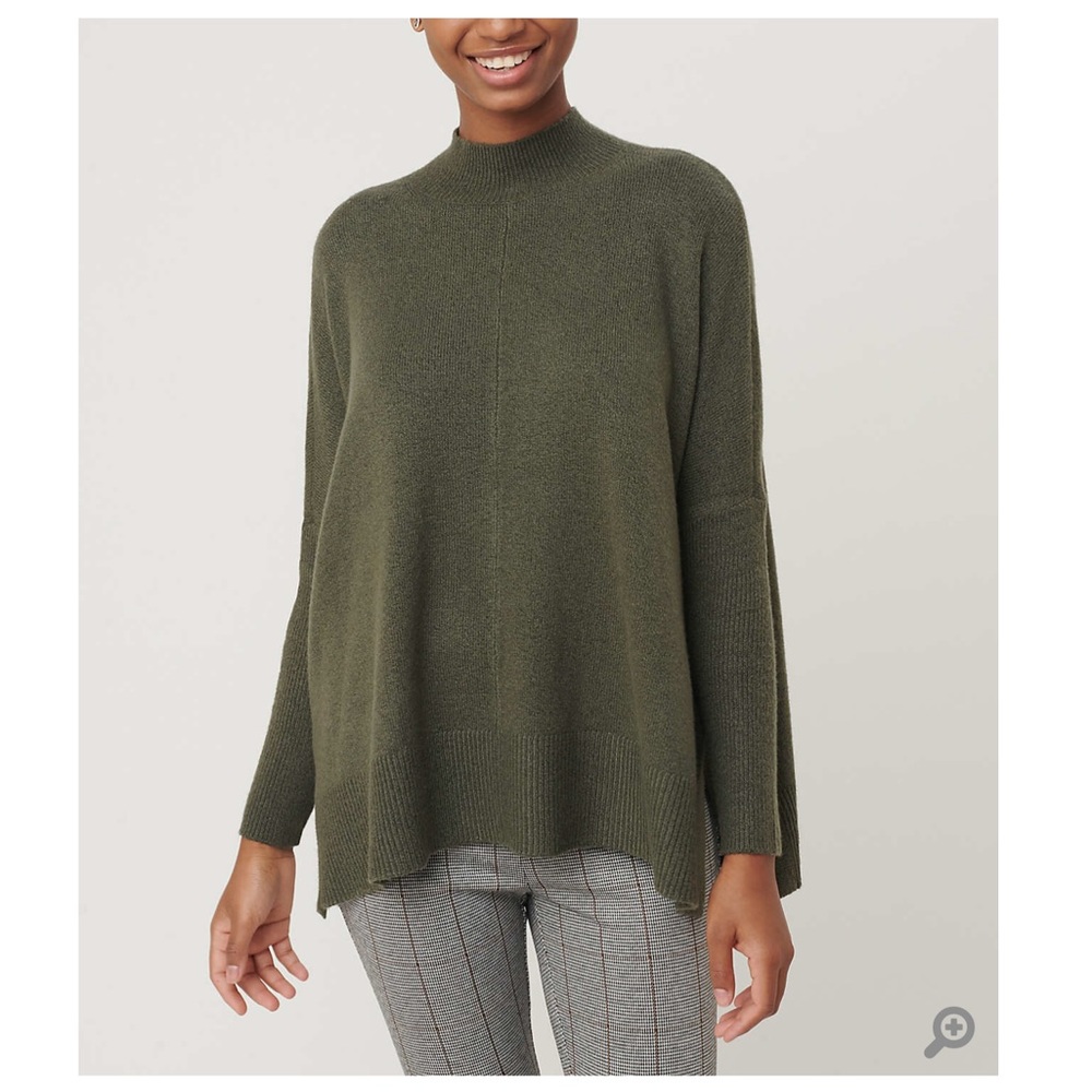 LOFT Petite Rib Trim Poncho Sweater